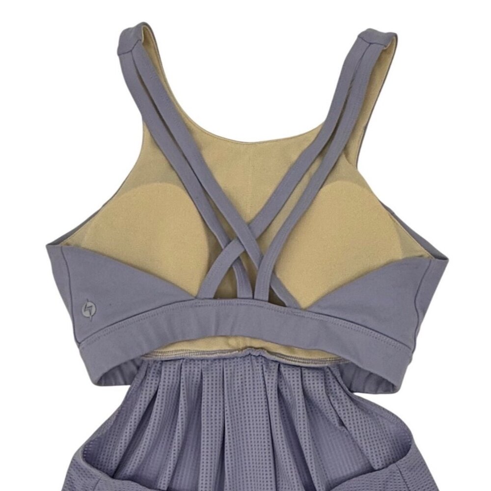 Popflex Active Purple Strappy Back & Mesh Supportive Sports Bra Goddess Top - Picture 7 of 13